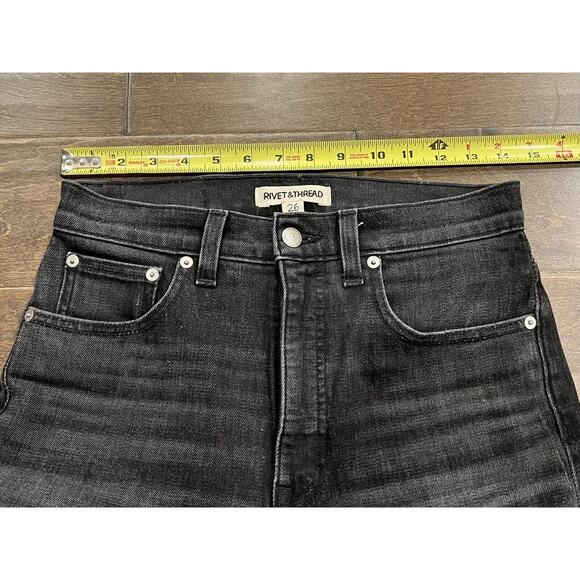 Rivet & Thread Womens Black Stretch High Rise Jeans Size 26 Made In USA Madewell - Picture 10 of 10